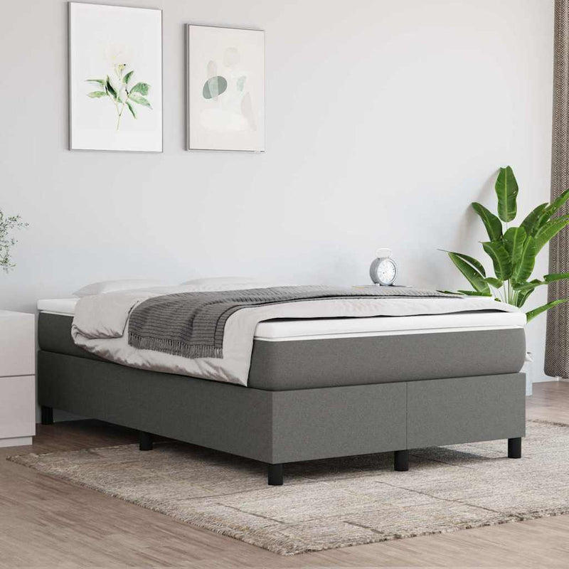 Pat box spring cu saltea, gri închis, 120x200 cm, textil