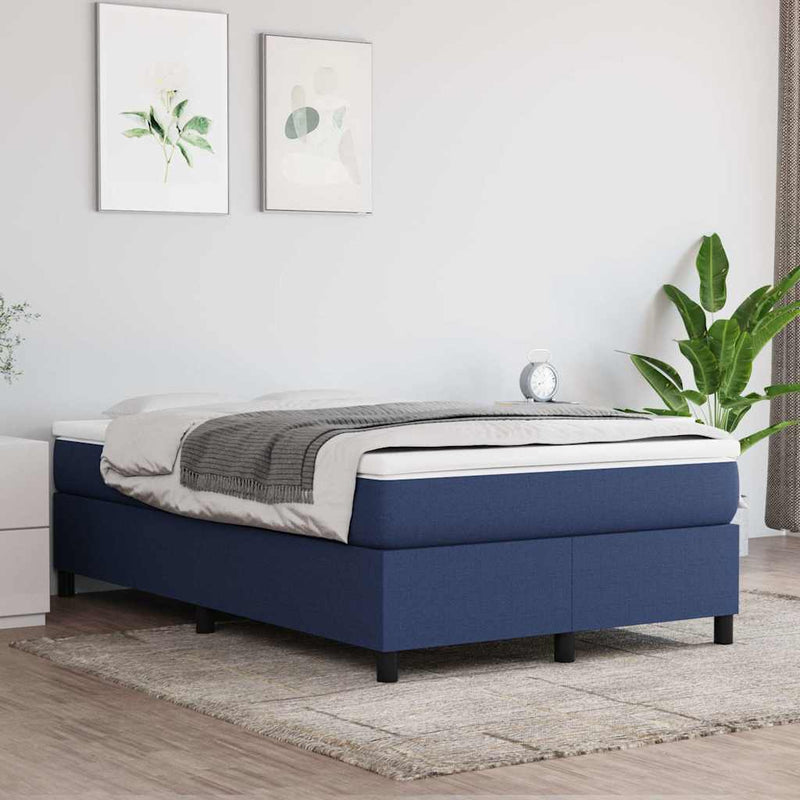 Pat box spring cu saltea, albastru, 120x200 cm, textil