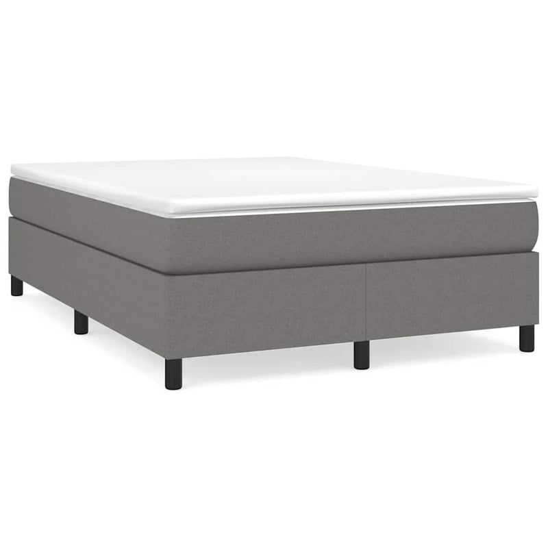 Pat box spring cu saltea, gri închis, 140x190 cm, textil