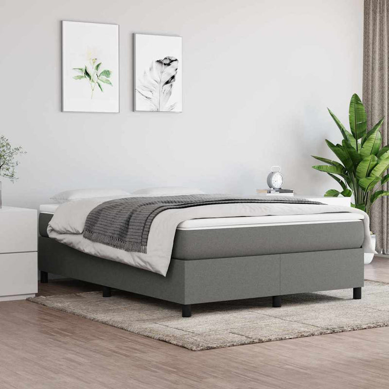 Pat box spring cu saltea, gri închis, 140x190 cm, textil