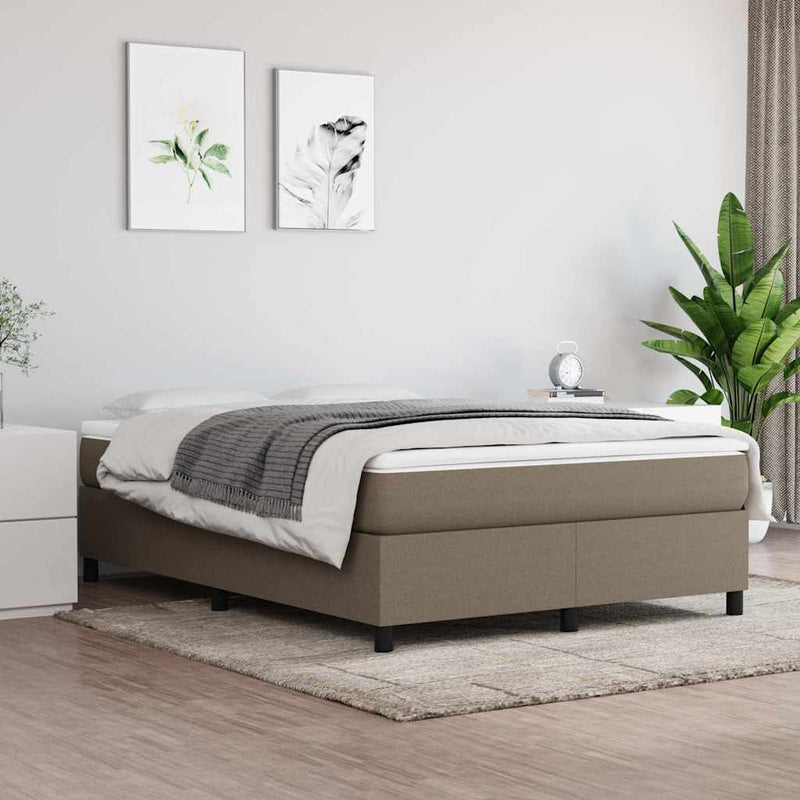 Pat box spring cu saltea, gri taupe, 140x200 cm, textil