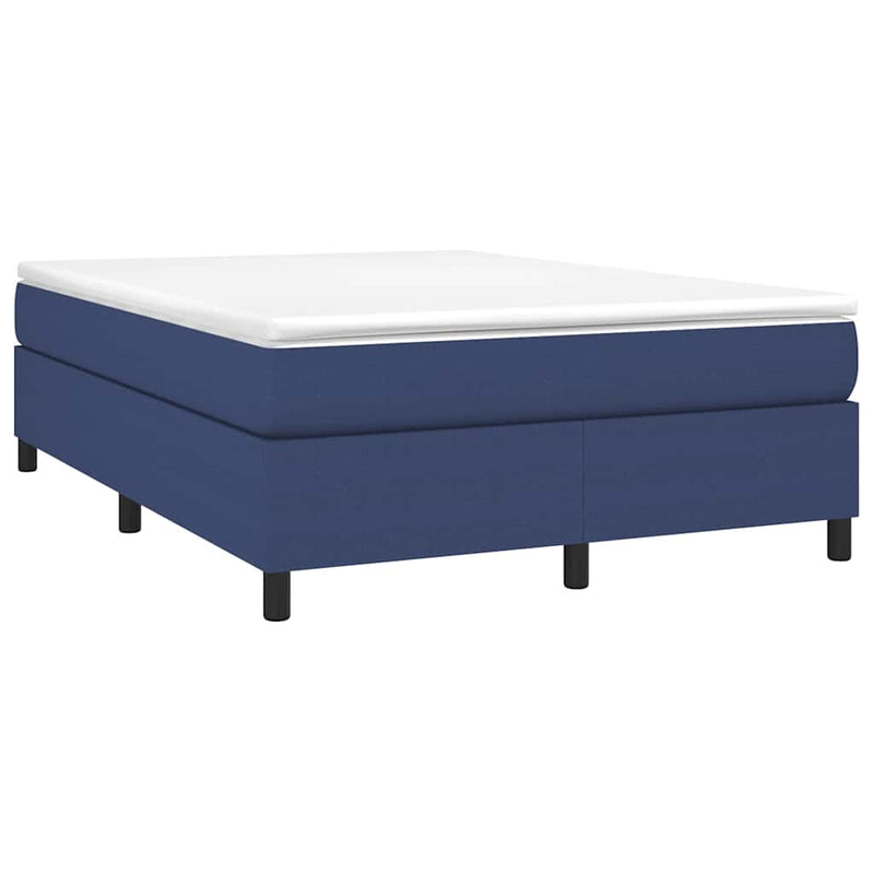Pat box spring cu saltea, albastru, 140x200 cm, textil