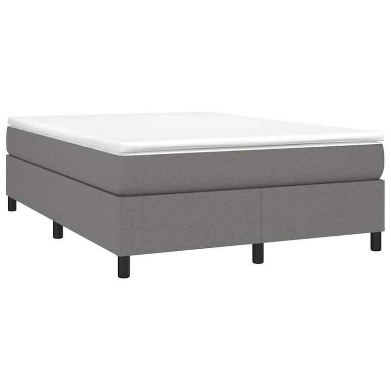 Pat box spring cu saltea, gri închis, 140x200 cm, textil