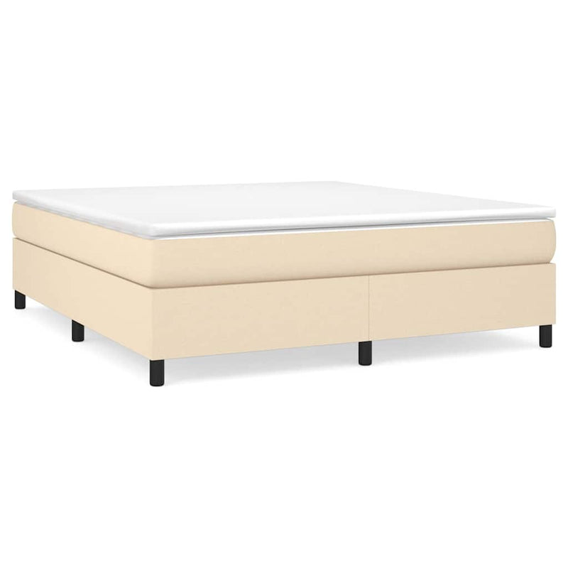 Pat box spring cu saltea, crem, 160x200 cm, material textil