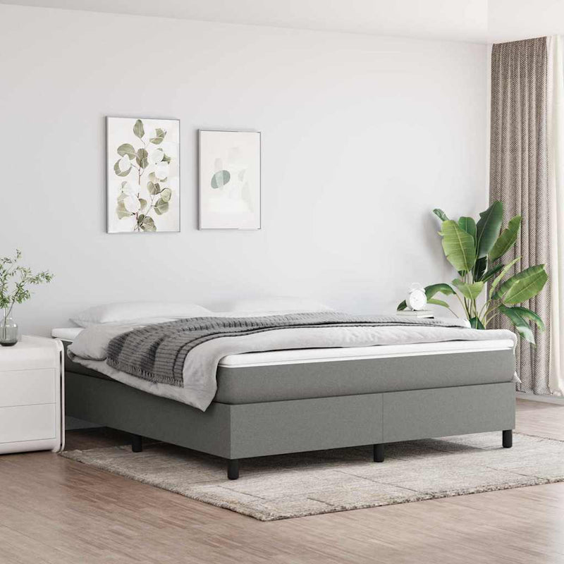 Pat box spring cu saltea, gri închis, 180x200 cm, textil