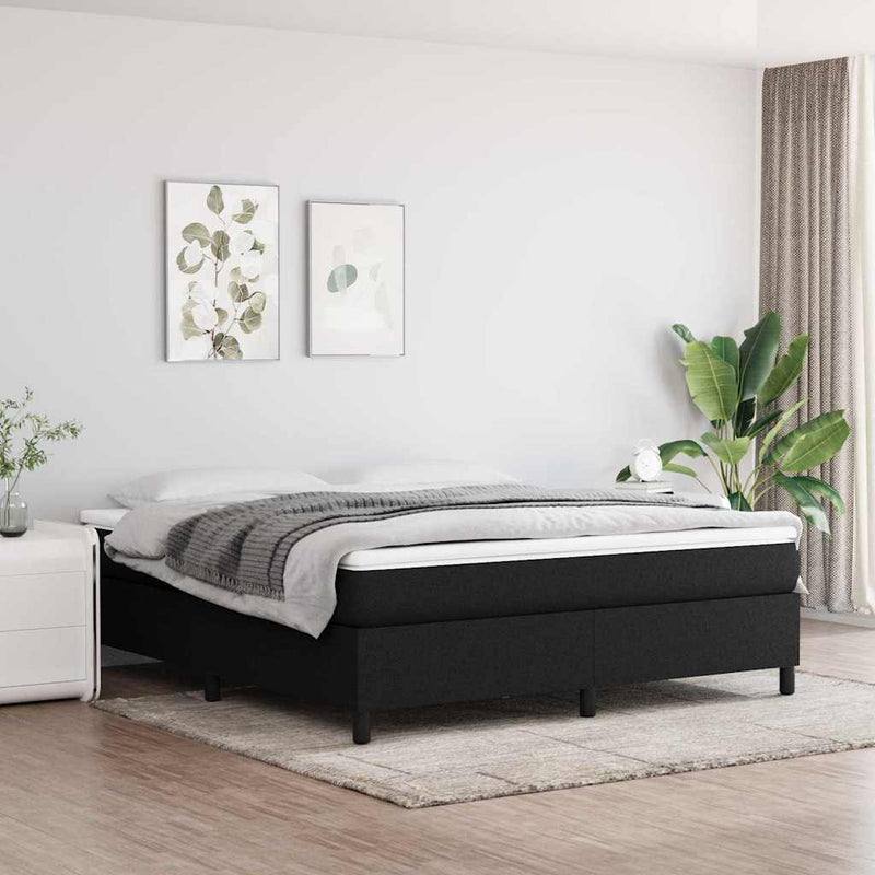 Pat box spring cu saltea, negru, 180x200 cm, catifea