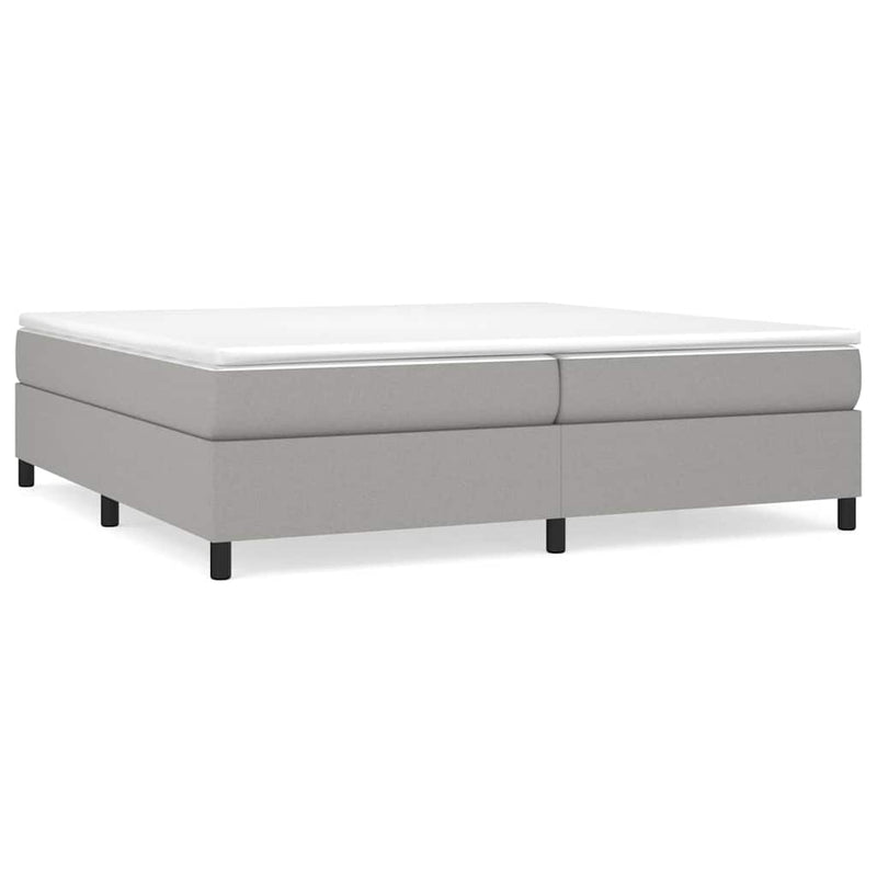 Pat box spring cu saltea, gri deschis, 200x200 cm, textil