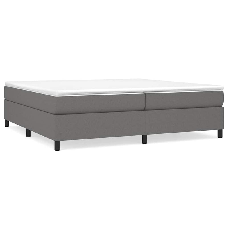 Pat box spring cu saltea, gri închis, 200x200 cm, textil