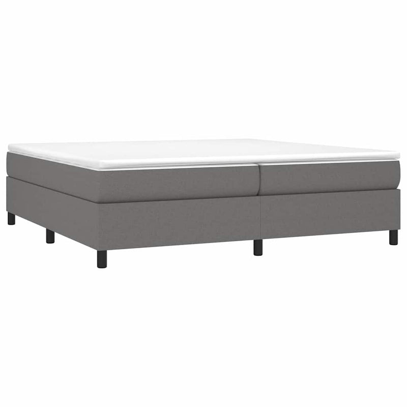 Pat box spring cu saltea, gri închis, 200x200 cm, textil