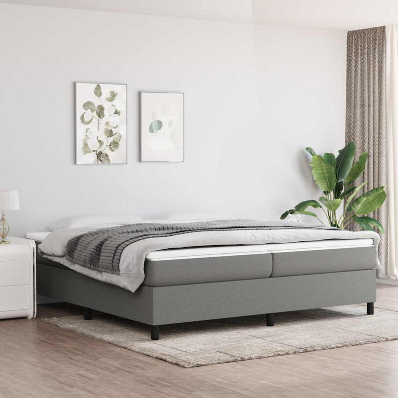 Pat box spring cu saltea, gri închis, 200x200 cm, textil