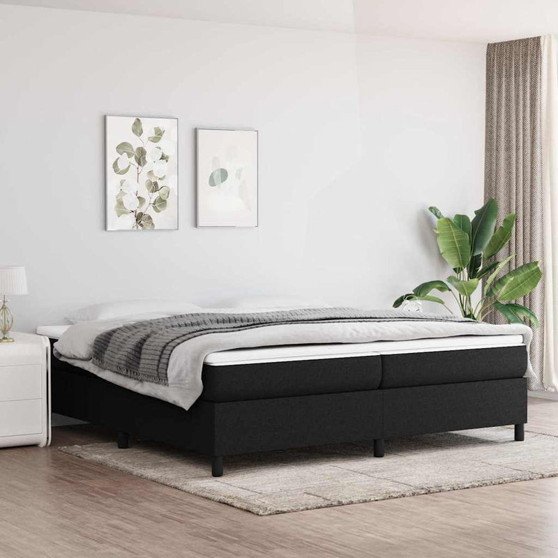 Pat box spring cu saltea, negru, 200x200 cm, textil