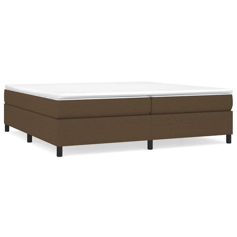 Pat box spring cu saltea, maro închis, 200x200 cm, textil