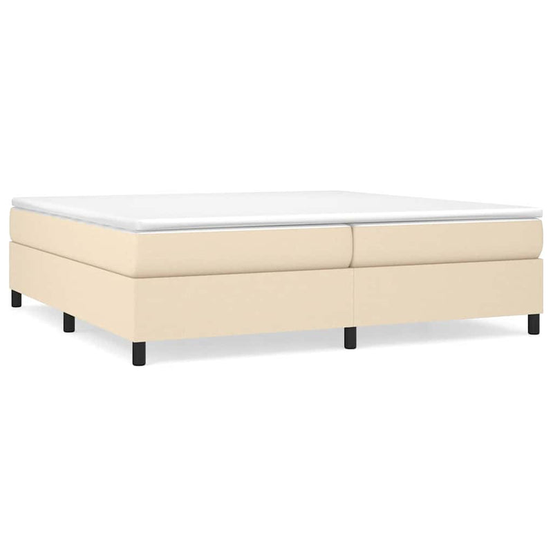Pat box spring cu saltea, crem, 200x200 cm, textil
