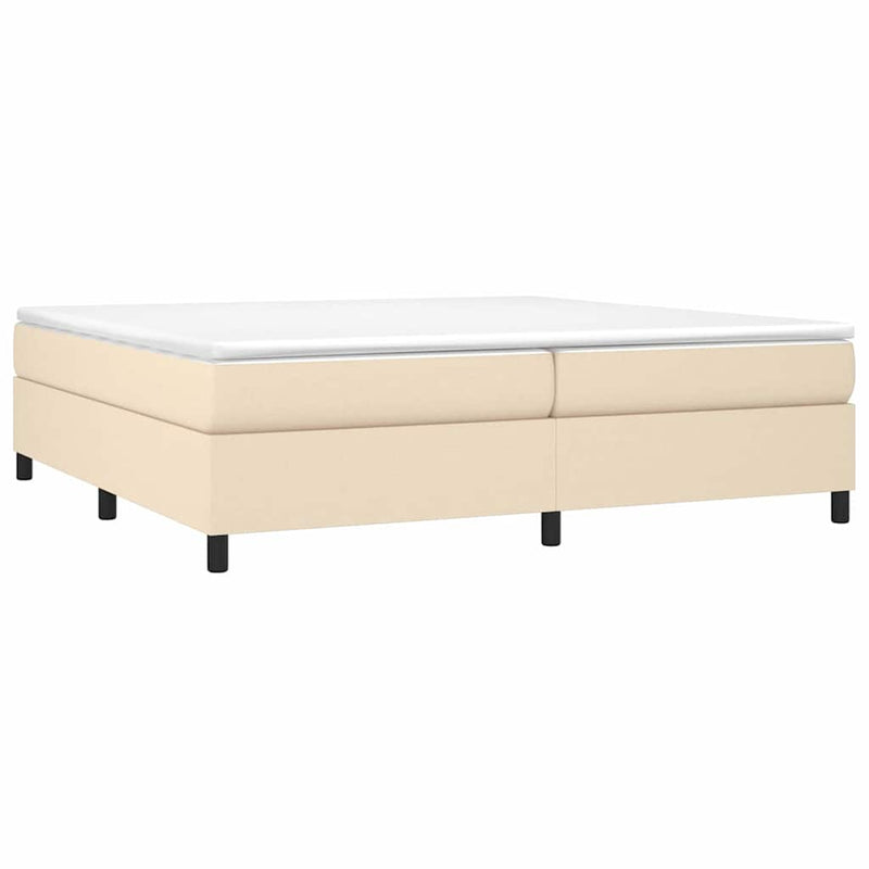 Pat box spring cu saltea, crem, 200x200 cm, textil