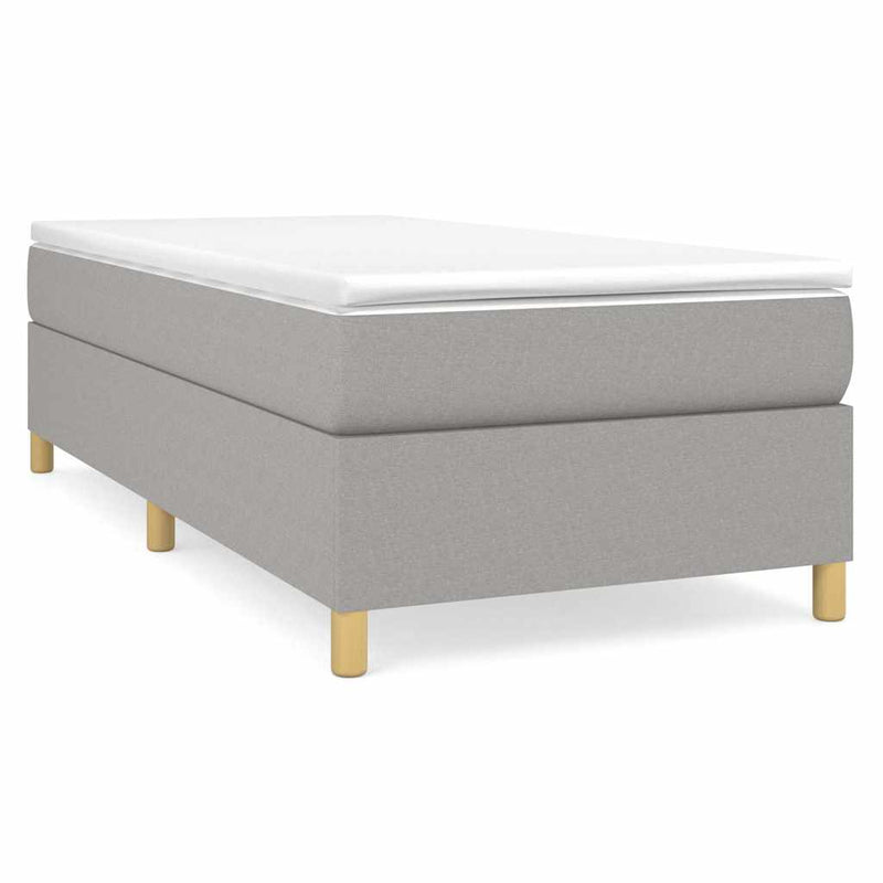 Pat box spring cu saltea, gri deschis, 80x200 cm, textil