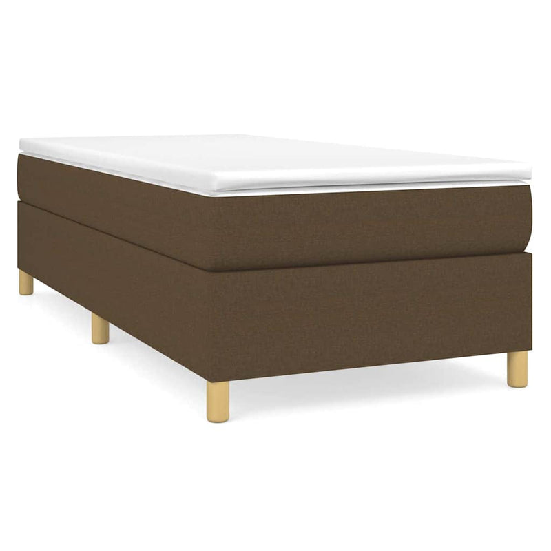 Pat box spring cu saltea, maro închis, 90x190 cm, textil