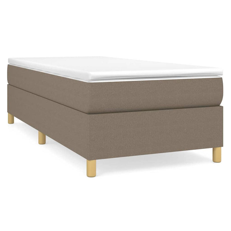 Pat box spring cu saltea, gri taupe, 90x190 cm, textil