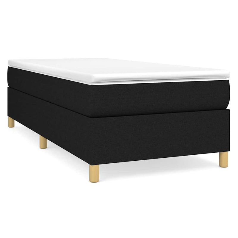 Pat box spring cu saltea, negru, 90x200 cm, textil