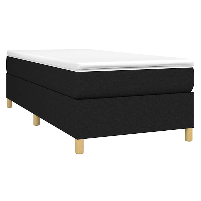 Pat box spring cu saltea, negru, 90x200 cm, textil