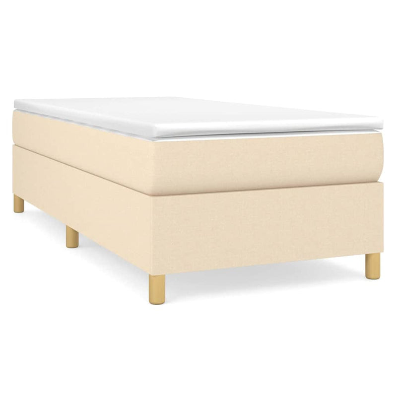 Pat box spring cu saltea, crem, 90x200 cm, textil