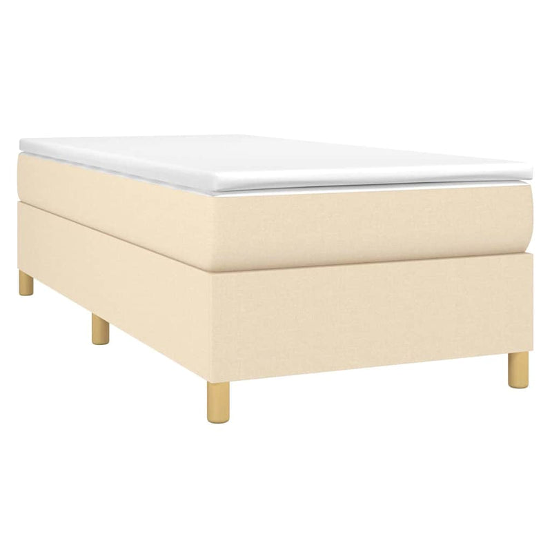Pat box spring cu saltea, crem, 90x200 cm, textil