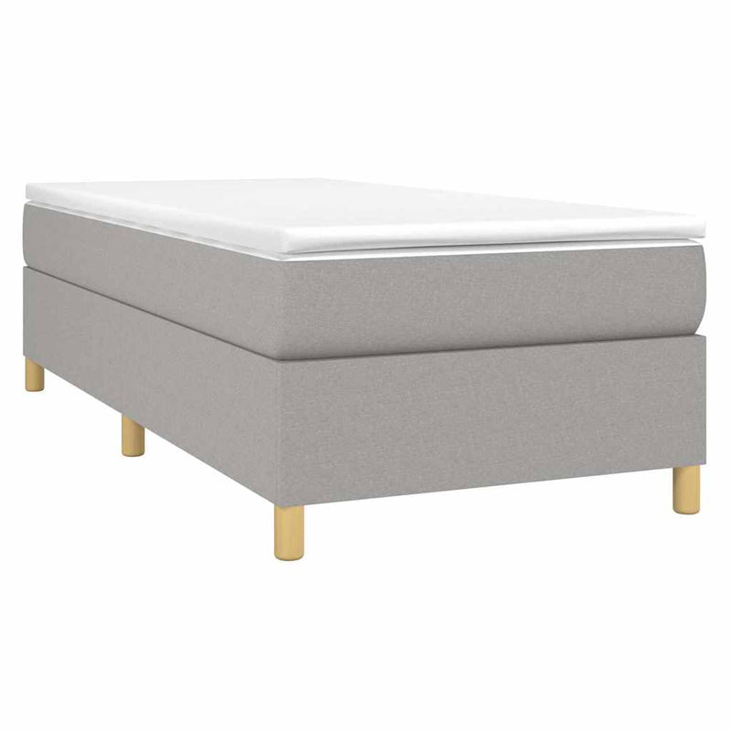 Pat box spring cu saltea, gri deschis, 100x200 cm, textil