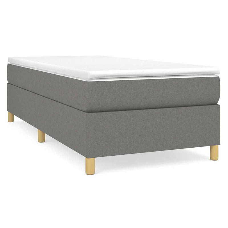 Pat box spring cu saltea, gri închis, 100x200 cm, textil