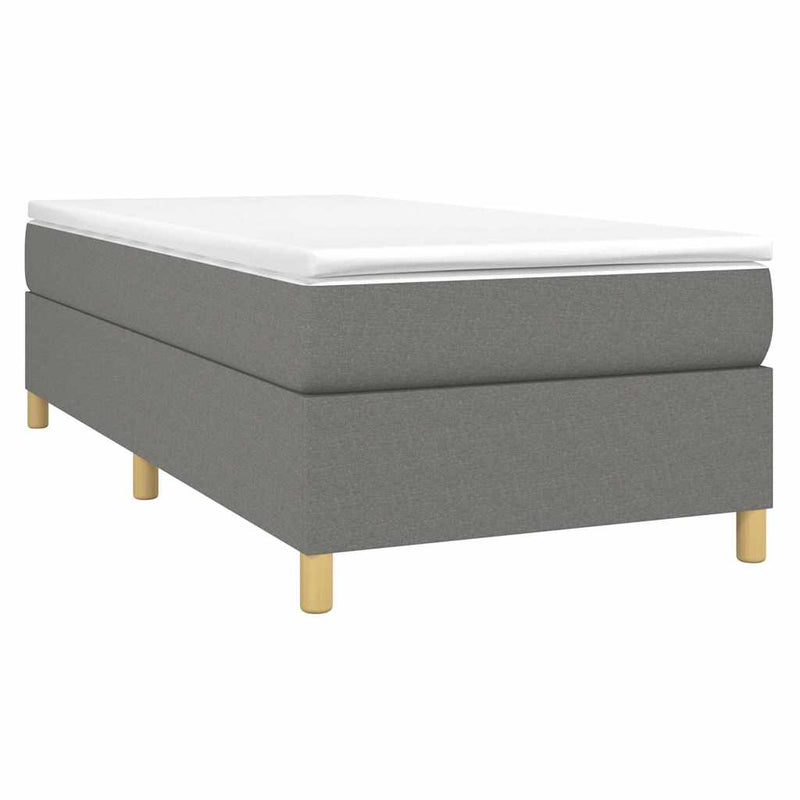 Pat box spring cu saltea, gri închis, 100x200 cm, textil