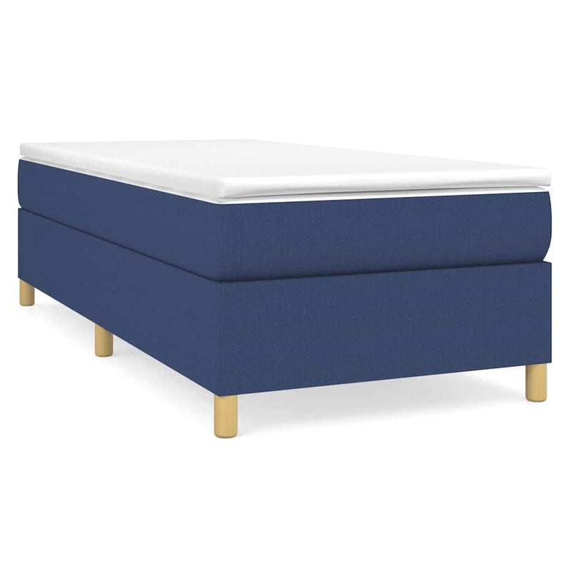 Pat box spring cu saltea, albastru, 100x200 cm, textil