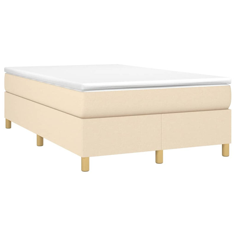 Pat box spring cu saltea, crem, 120x200 cm, textil