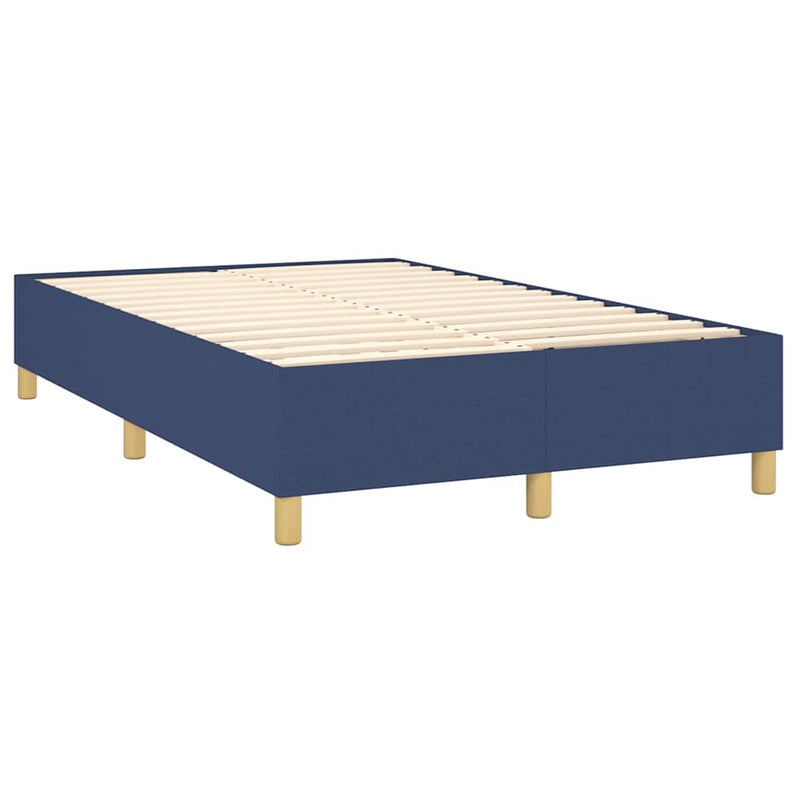 Pat box spring cu saltea, albastru, 120x200 cm, textil