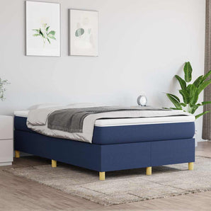 Pat box spring cu saltea, albastru, 120x200 cm, textil