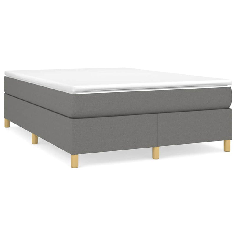 Pat box spring cu saltea, gri închis, 140x190 cm, textil