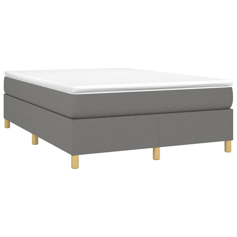 Pat box spring cu saltea, gri închis, 140x190 cm, textil
