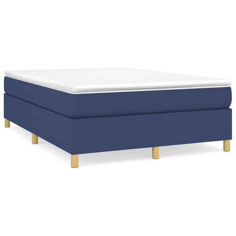 Pat box spring cu saltea, albastru, 140x200 cm, textil