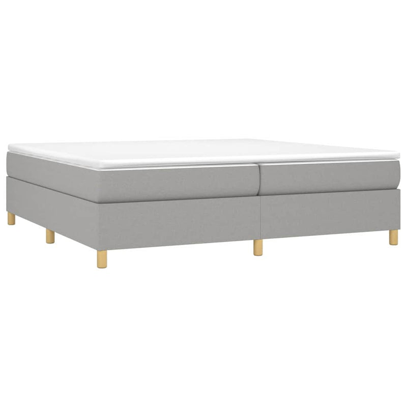 Pat box spring cu saltea, gri deschis, 200x200 cm, textil