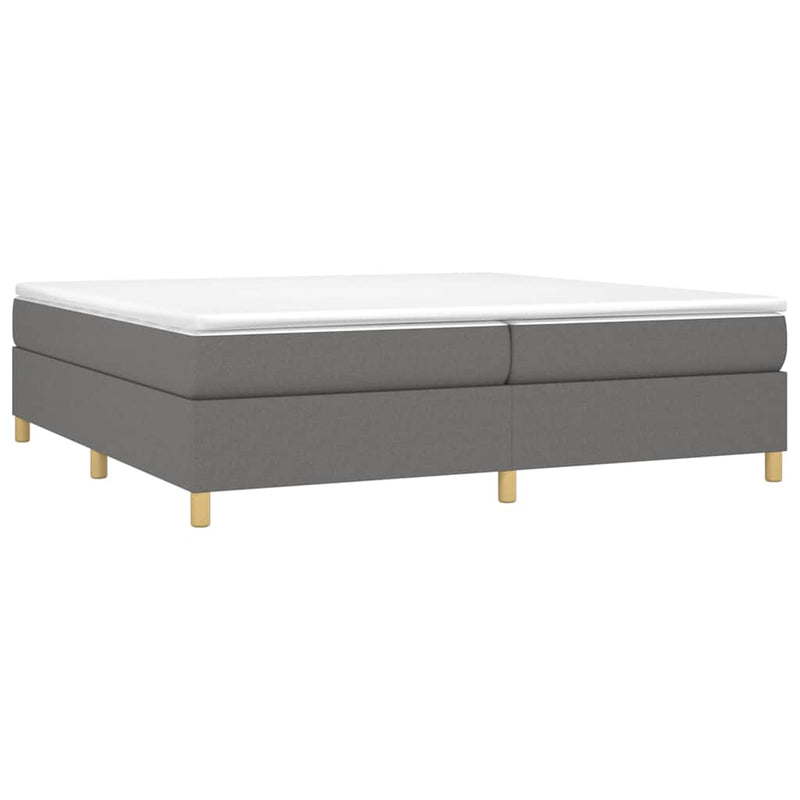 Pat box spring cu saltea, gri închis, 200x200 cm, textil