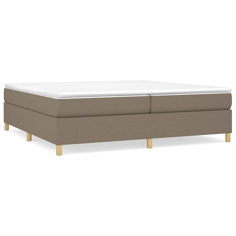 Pat box spring cu saltea, gri taupe, 200x200 cm, textil