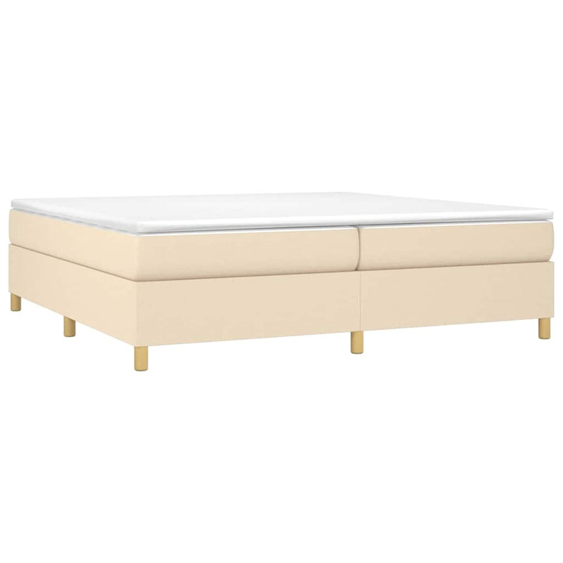 Pat box spring cu saltea, crem, 200x200 cm, textil