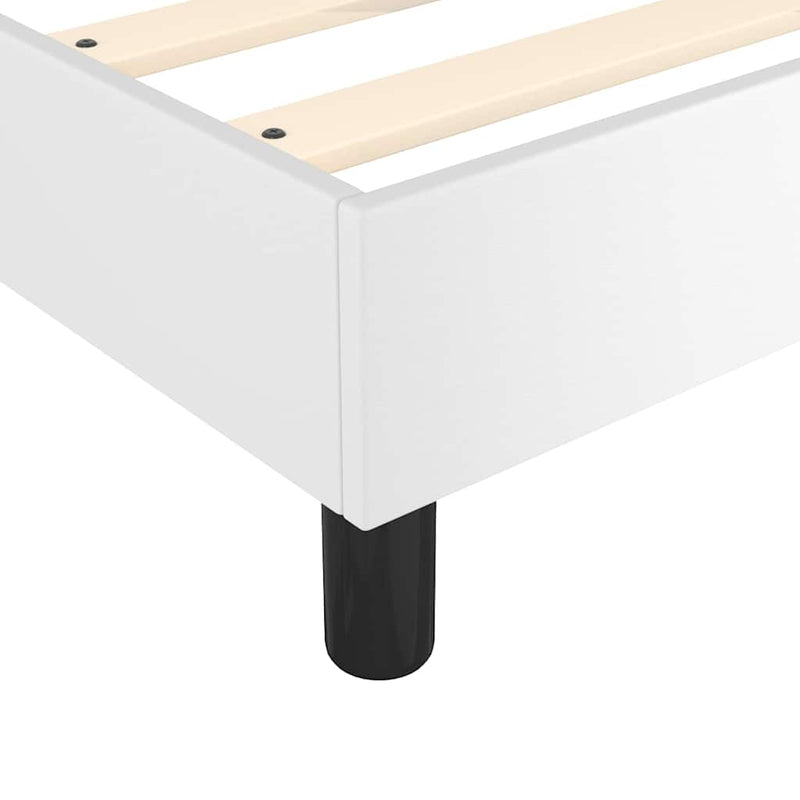 Pat box spring cu saltea, alb, 90x200 cm, piele ecologică