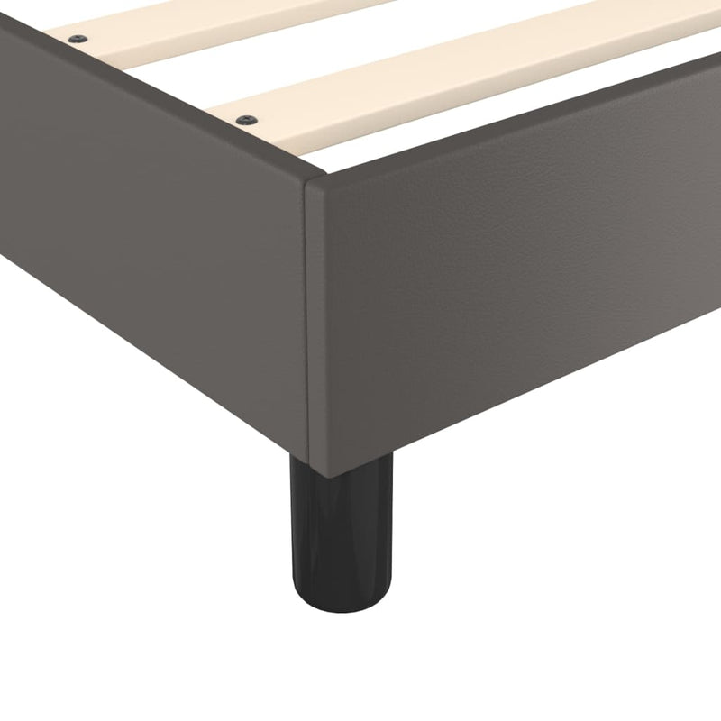 Pat box spring cu saltea, gri, 90x200 cm, piele ecologică