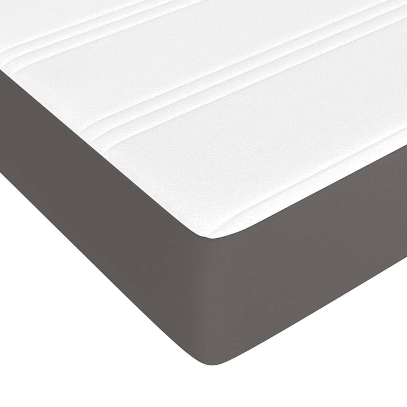 Pat box spring cu saltea, gri, 100x200 cm, piele ecologică