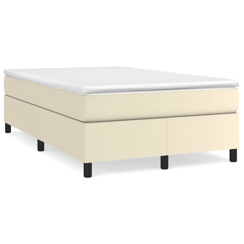 Pat box spring cu saltea, crem, 120x200 cm, piele ecologică
