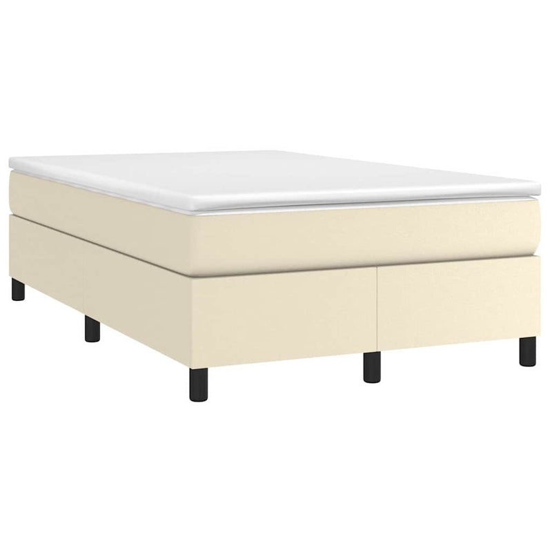 Pat box spring cu saltea, crem, 120x200 cm, piele ecologică