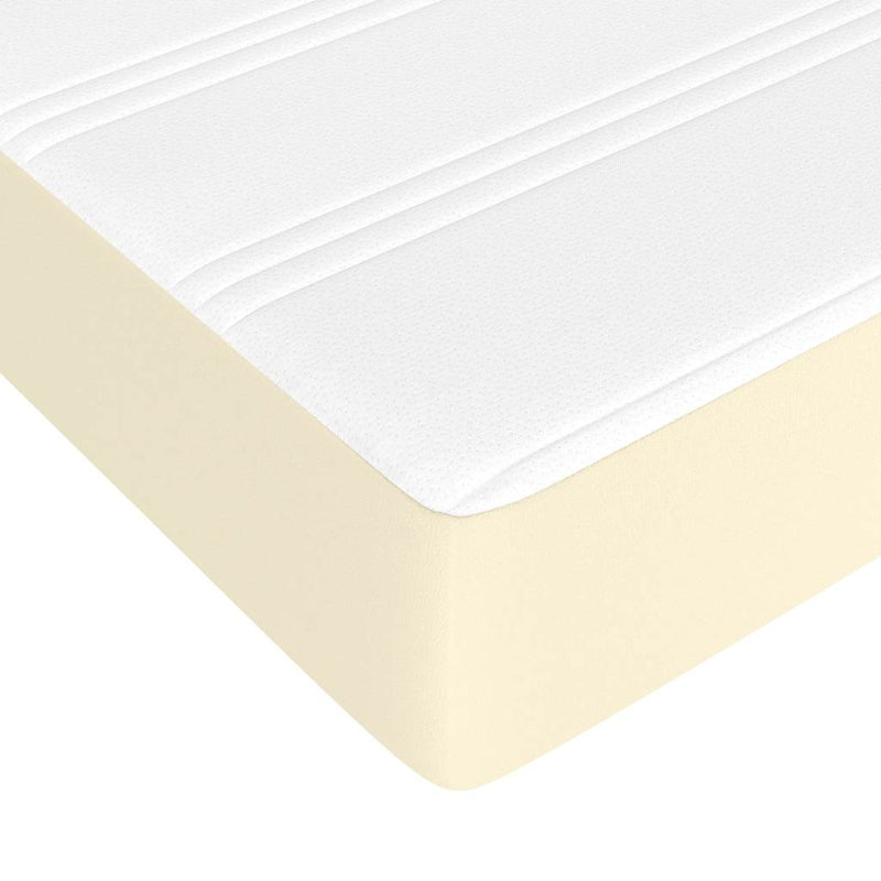 Pat box spring cu saltea, crem, 120x200 cm, piele ecologică