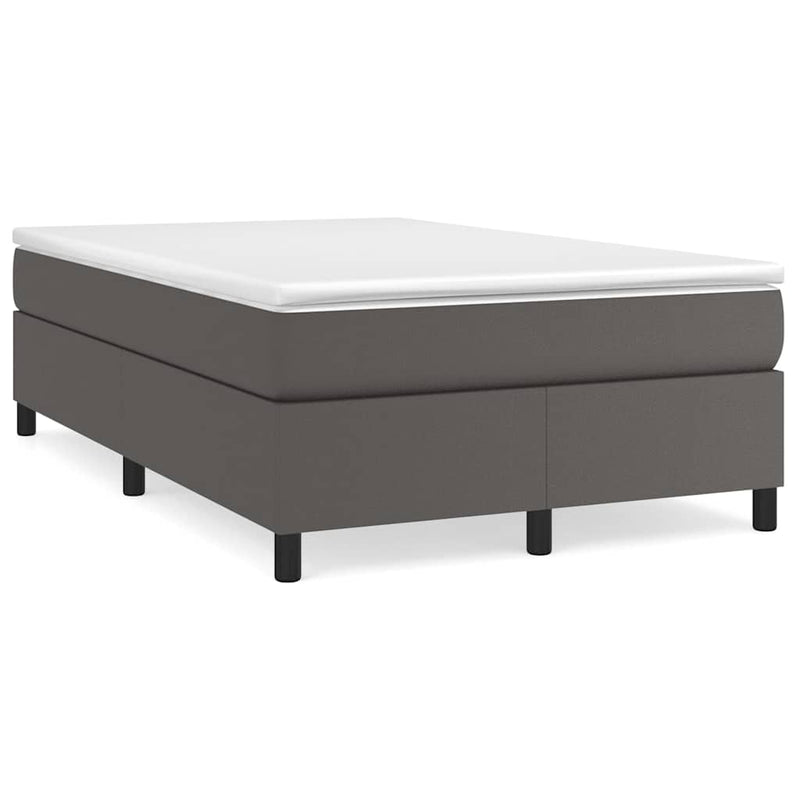 Pat box spring cu saltea, gri, 120x200 cm, piele ecologică