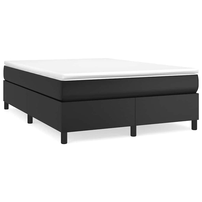 Pat box spring cu saltea, negru, 140x190 cm, piele ecologică