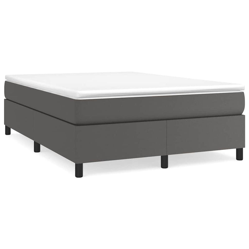 Pat box spring cu saltea, gri, 140x200 cm, piele ecologică