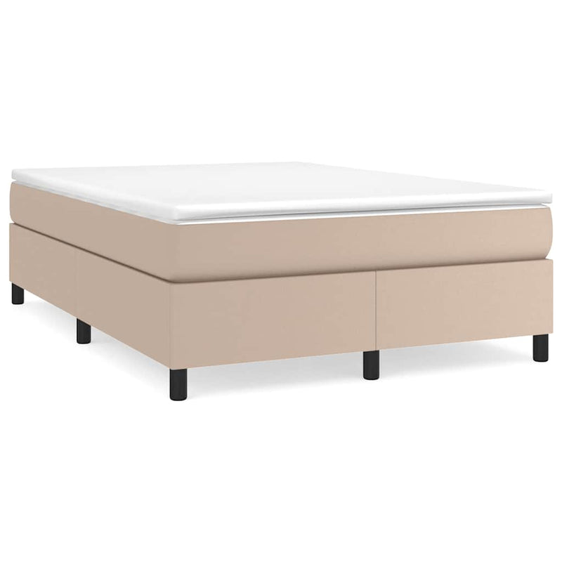 Pat box spring cu saltea, cappuccino, 160x200cm piele ecologică