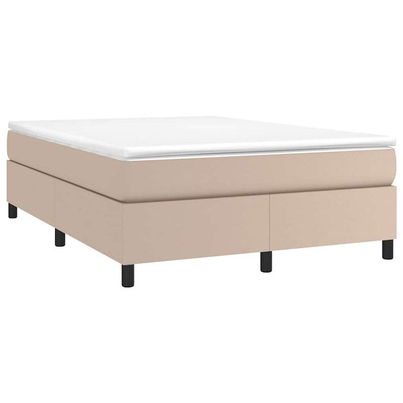 Pat box spring cu saltea, cappuccino, 160x200cm piele ecologică